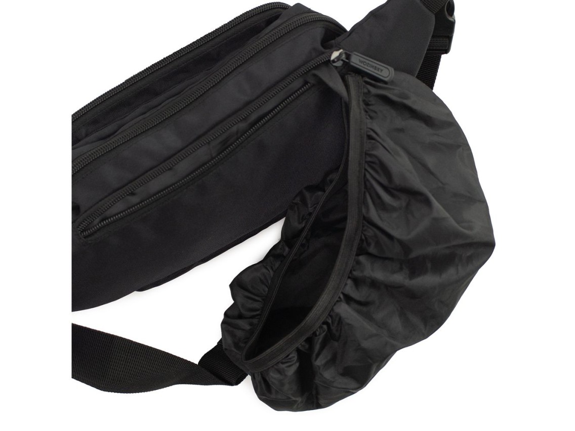 Bolso bandolera unisex Wozinsky WSB-W1 con correa ajustable, impermeable - negro