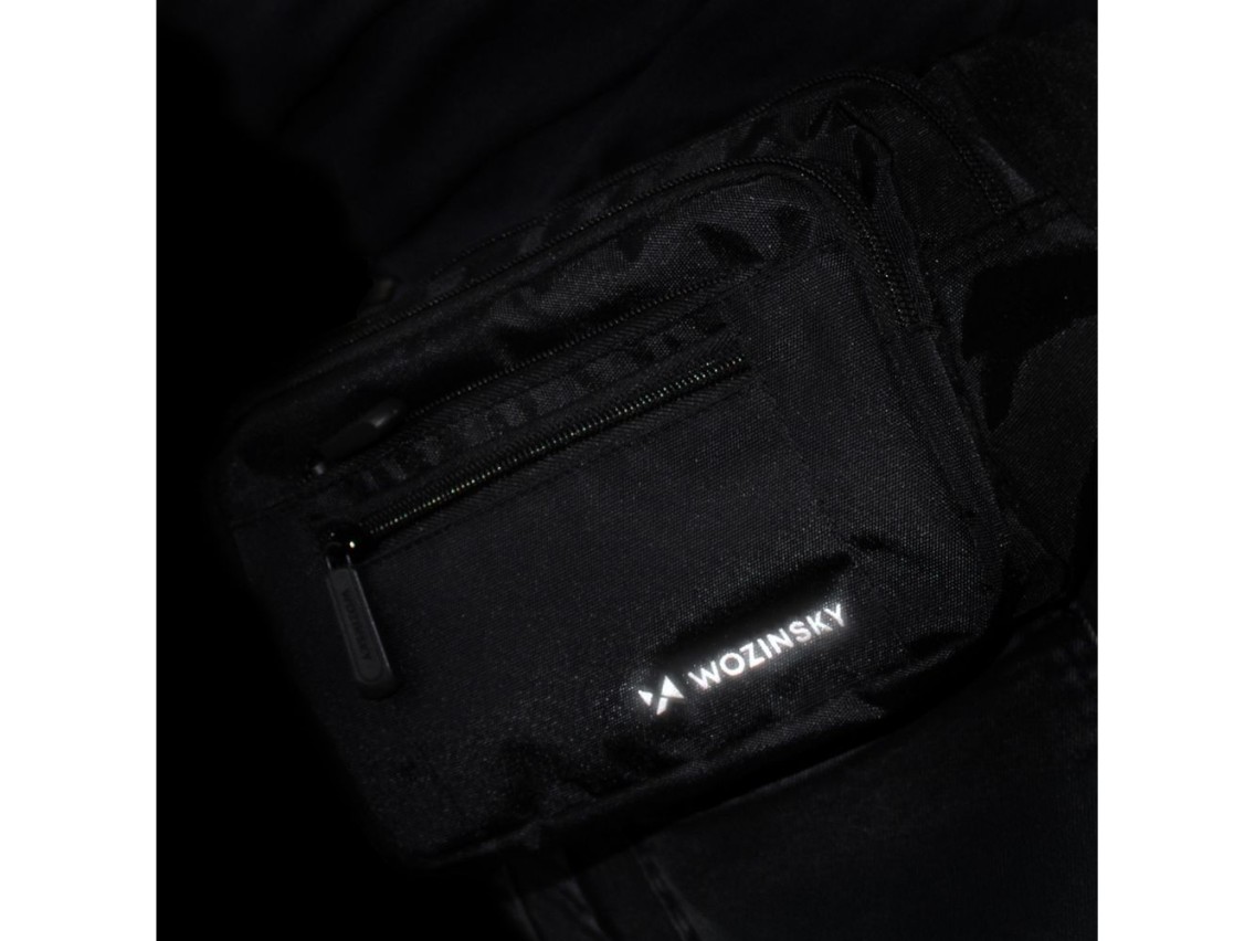 Bolso bandolera unisex Wozinsky WSB-W1 con correa ajustable, impermeable - negro