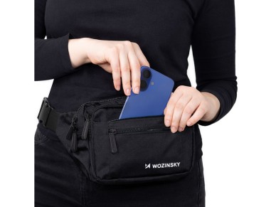 Bolso bandolera unisex Wozinsky WSB-W1 con correa ajustable, impermeable - negro