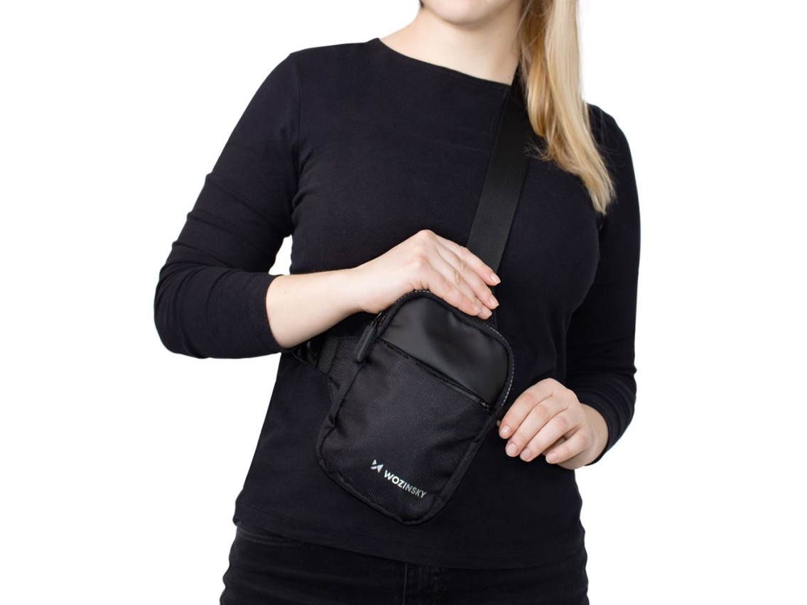 Wozinsky WMS-W1 Unisex Mini Shoulder Bag Waterproof Dual-Compartment for Phone - Black