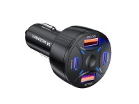 Cargador de coche Wozinsky WLS-04 de 60 W, 2 puertos USB-C y 2 puertos USB-A - Negro