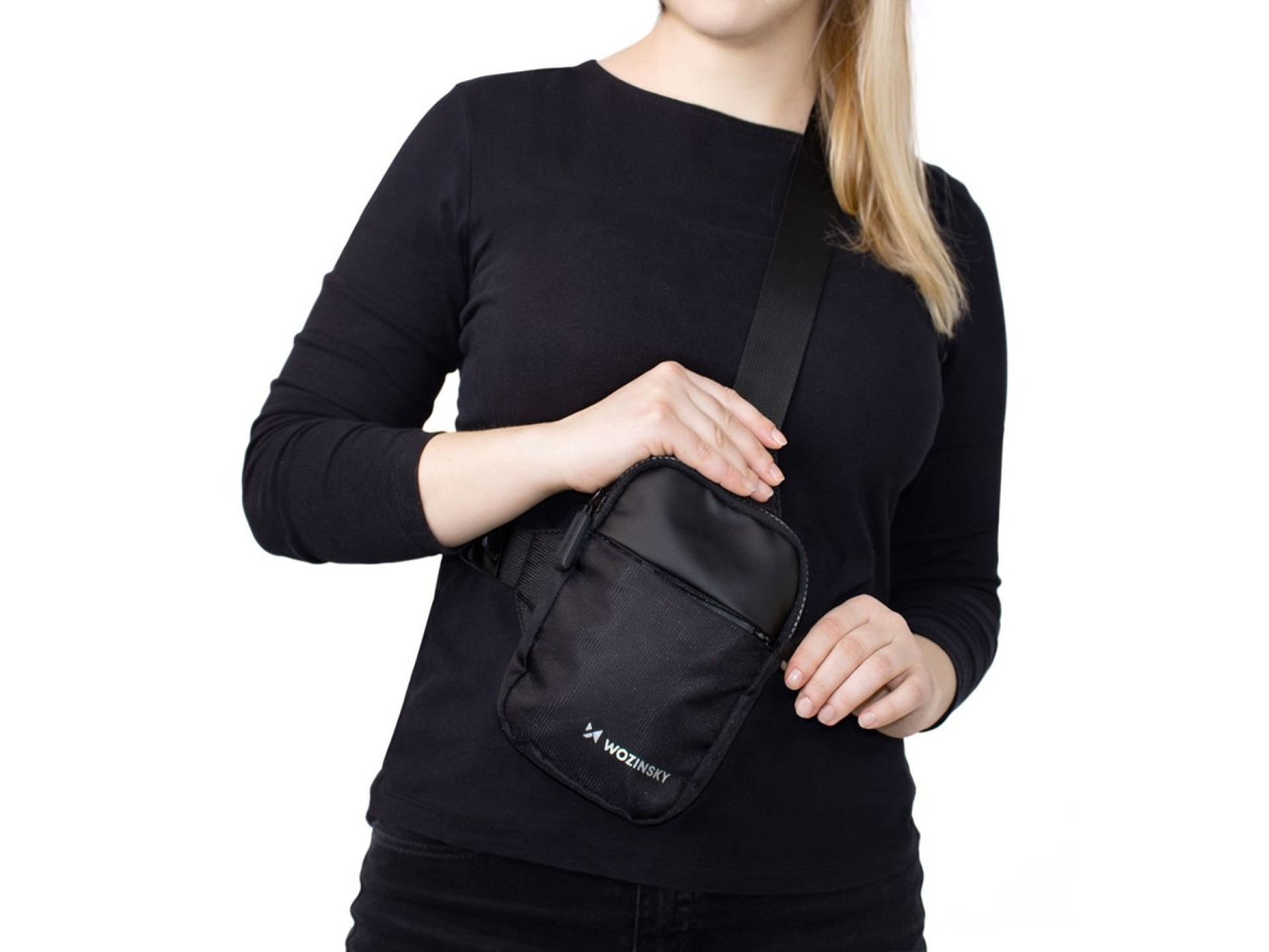 Wozinsky WMS-W1 Unisex Mini Shoulder Bag Waterproof Dual-Compartment for Phone - Black