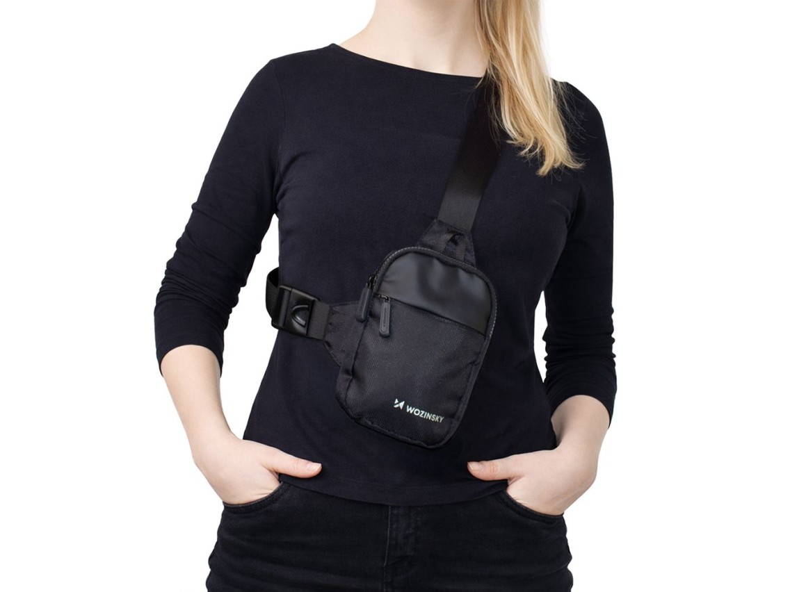 Wozinsky WMS-W1 Unisex Mini Shoulder Bag Waterproof Dual-Compartment for Phone - Black