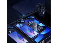Cargador de coche Wozinsky WLS-04 de 60 W, 2 puertos USB-C y 2 puertos USB-A - Negro Cargador de coche Wozinsky WLS-04 de 60 W, 2 puertos USB-C y 2 puertos USB-A - Negro