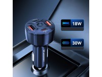 Cargador de coche Wozinsky WLS-04 de 60 W, 2 puertos USB-C y 2 puertos USB-A - Negro Cargador de coche Wozinsky WLS-04 de 60 W, 2 puertos USB-C y 2 puertos USB-A - Negro