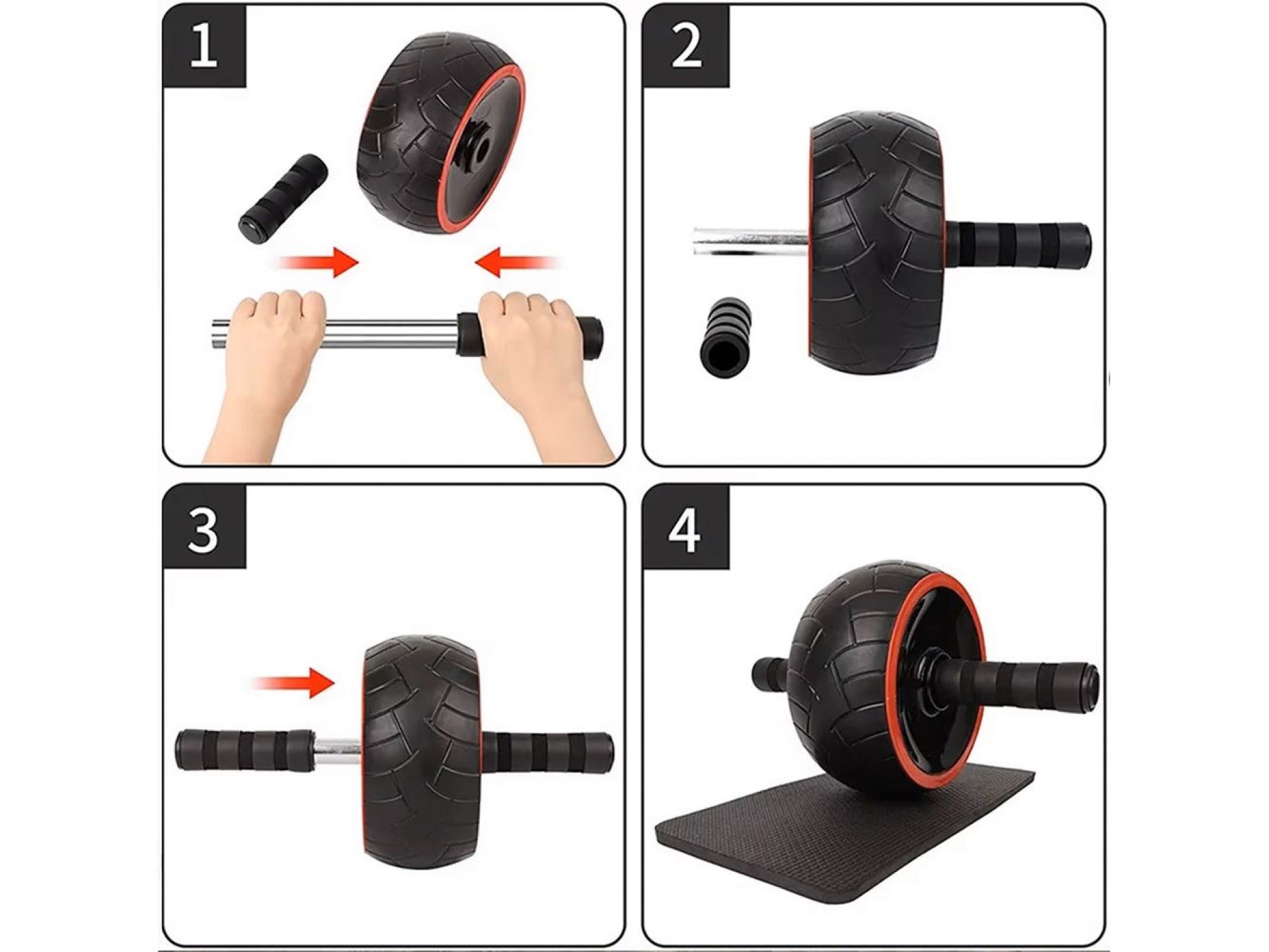 Wozinsky WKDC-17 Ab Wheel with Mat - Black