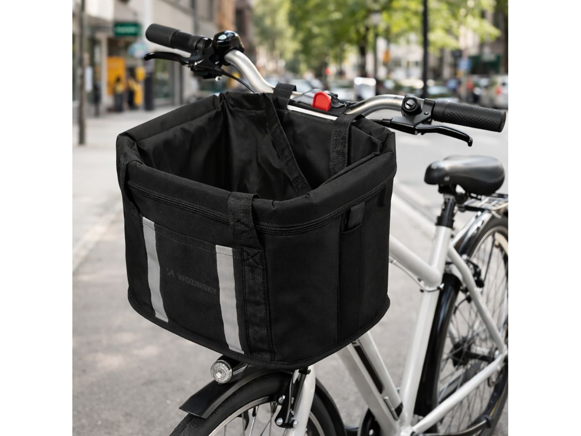 Cesta de bicicleta Wozinsky grande em tecido - preta