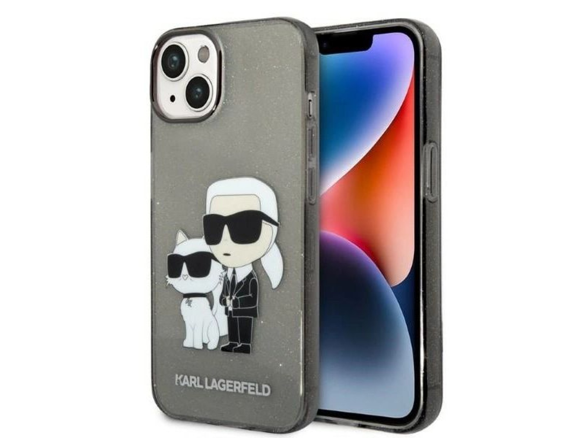 Karl Lagerfeld Glitter Karl&Choupette case for iPhone 14 Plus - black