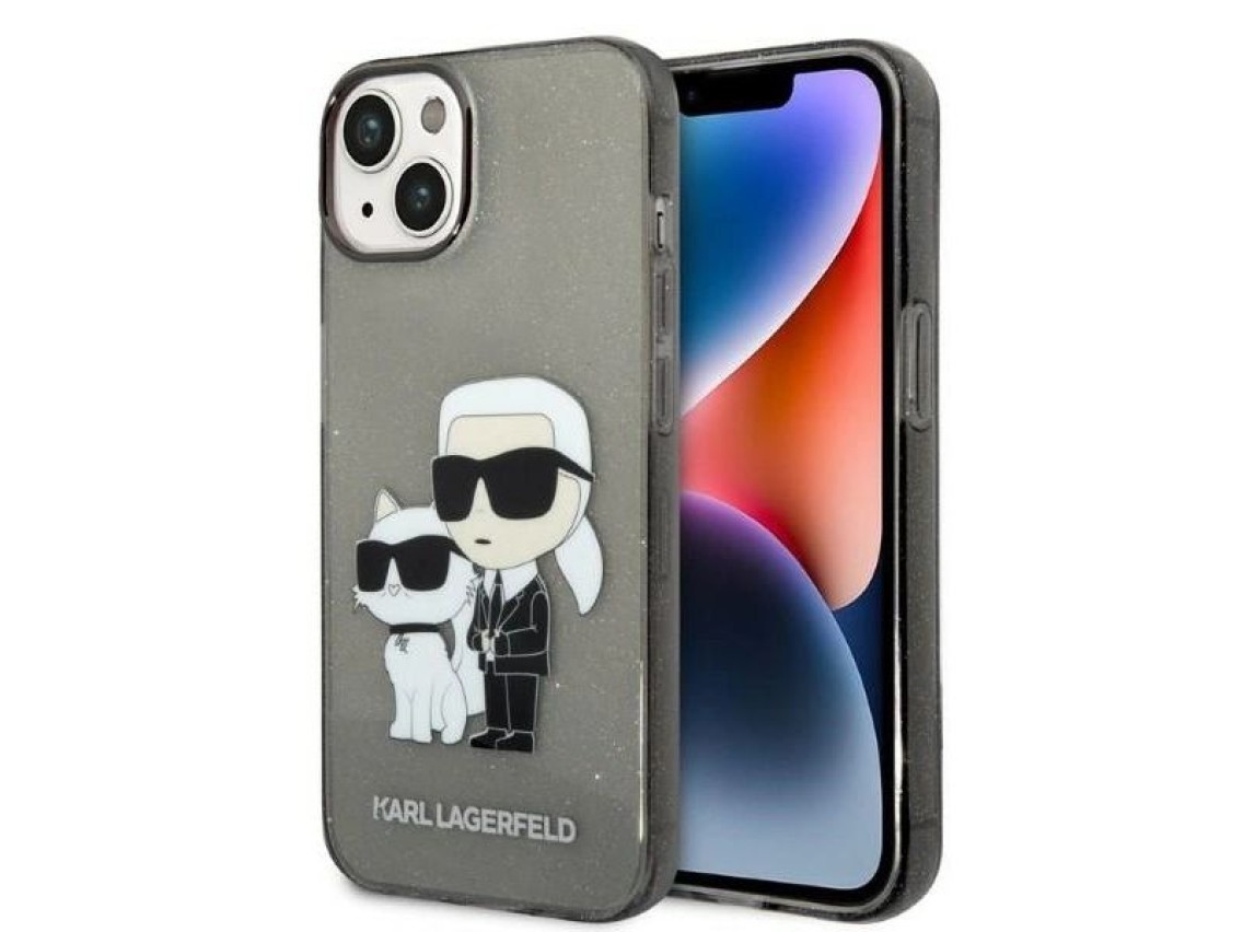 Karl Lagerfeld Glitter Karl&Choupette case for iPhone 14 Plus - black