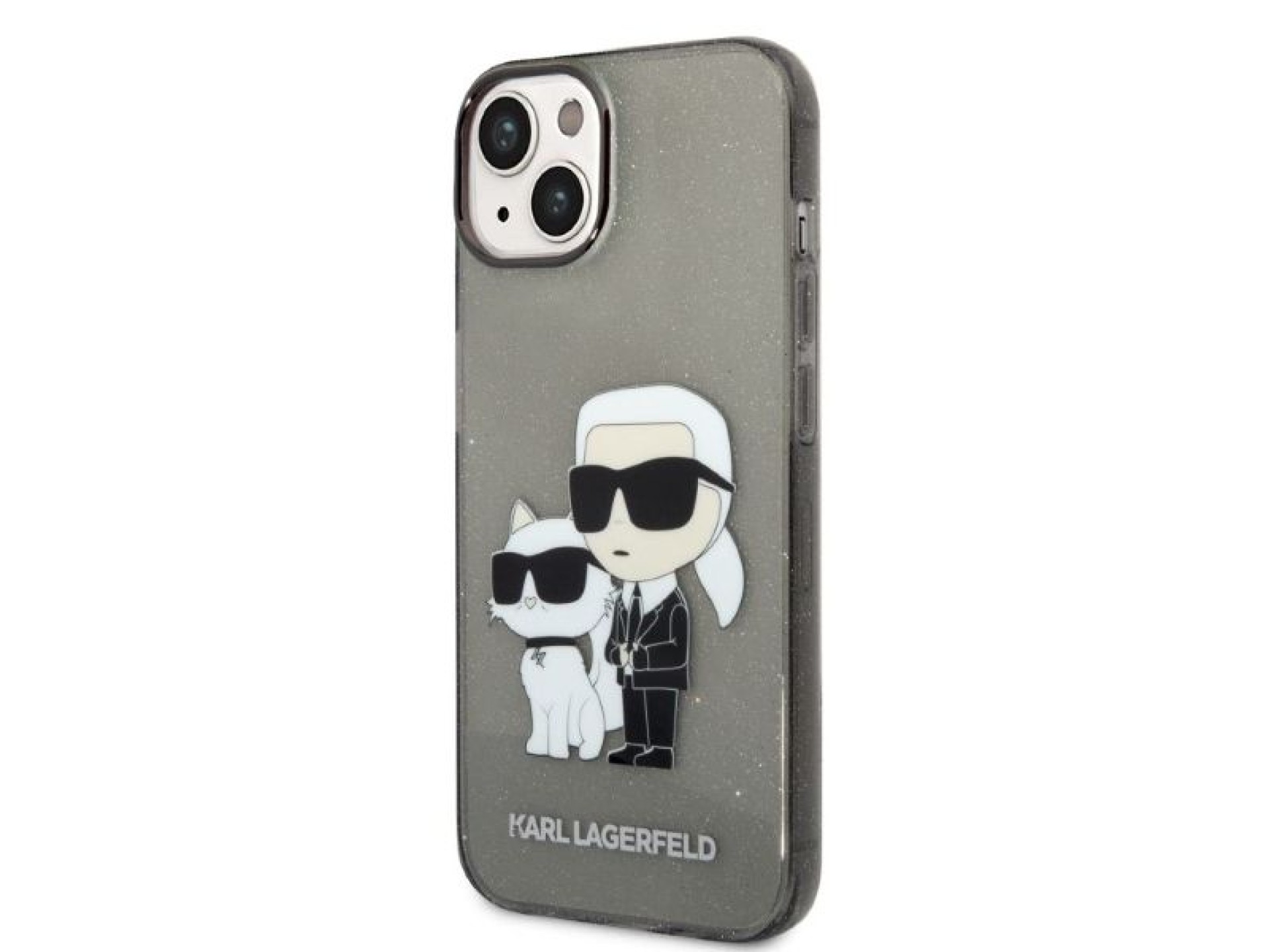Karl Lagerfeld Glitter Karl&Choupette case for iPhone 14 Plus - black
