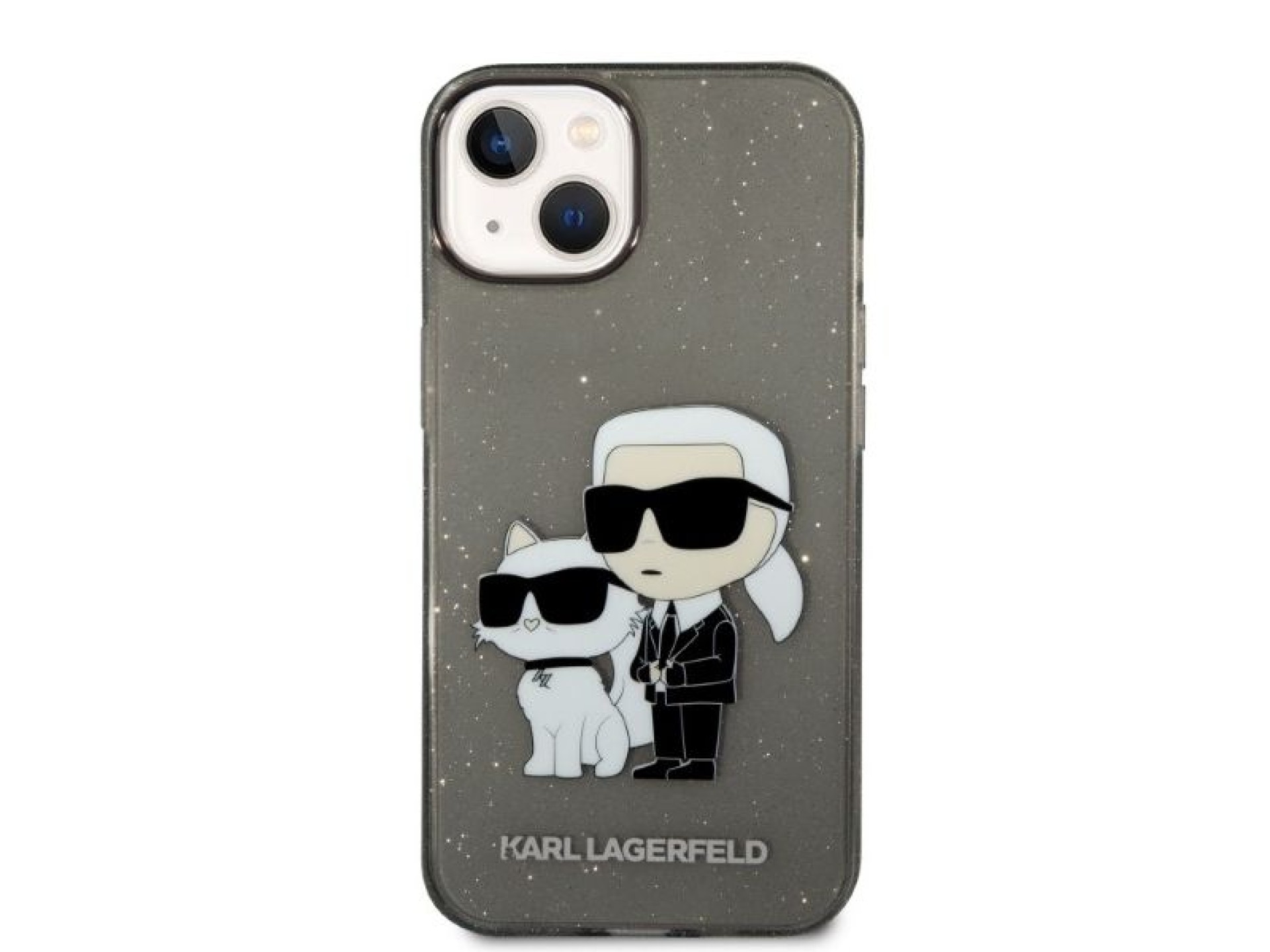 Karl Lagerfeld Glitter Karl&Choupette case for iPhone 14 Plus - black