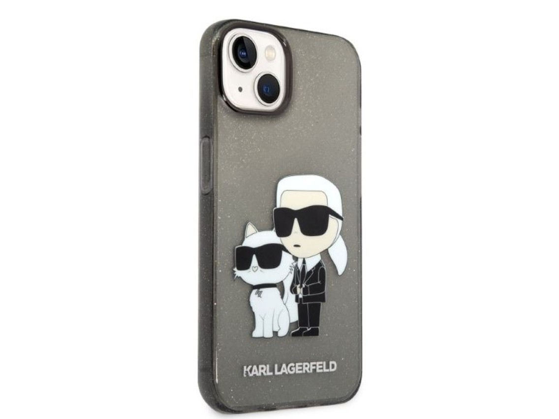 Karl Lagerfeld Glitter Karl&Choupette case for iPhone 14 Plus - black