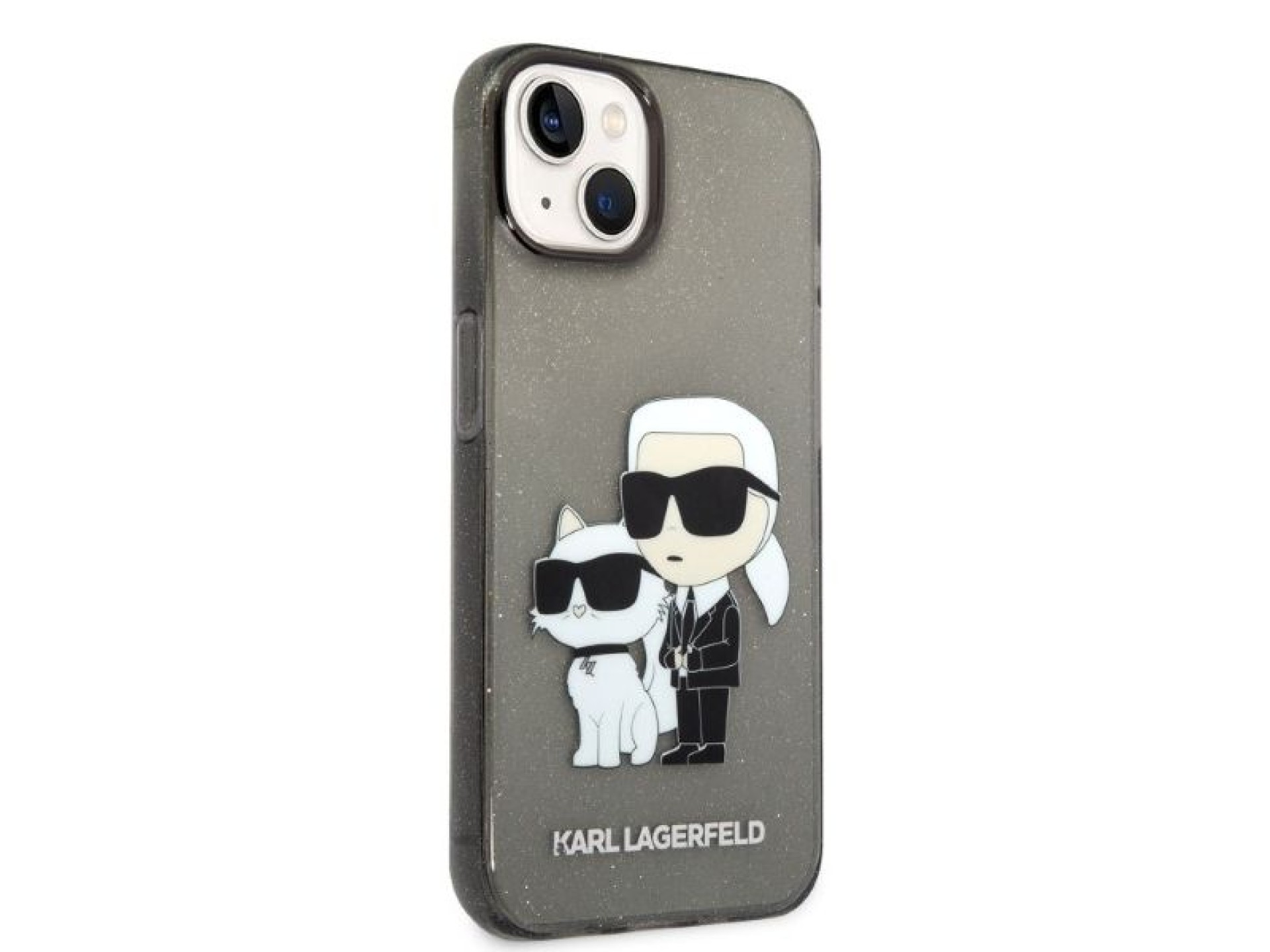 Karl Lagerfeld Glitter Karl&Choupette case for iPhone 14 Plus - black