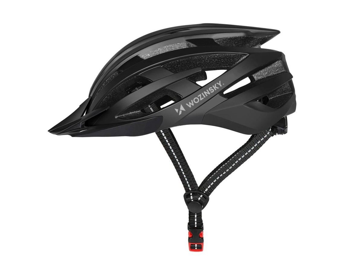 Wozinsky MTB Bike Helmet with Removable Visor and Rear USB Light L - Black