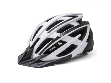 Wozinsky MTB Bike Helmet with Removable Visor and Rear USB Light L - Black and White