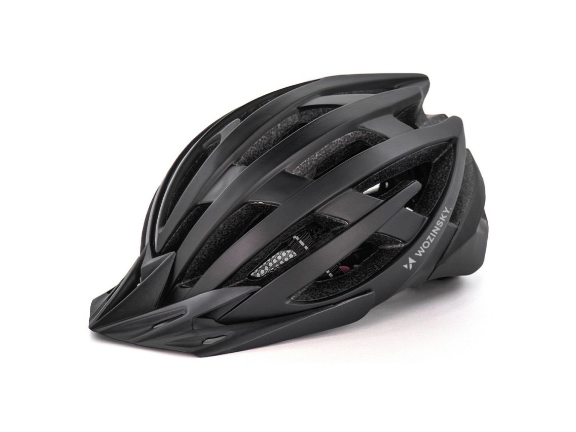 Wozinsky MTB Bike Helmet with Removable Visor and Rear USB Light L - Black