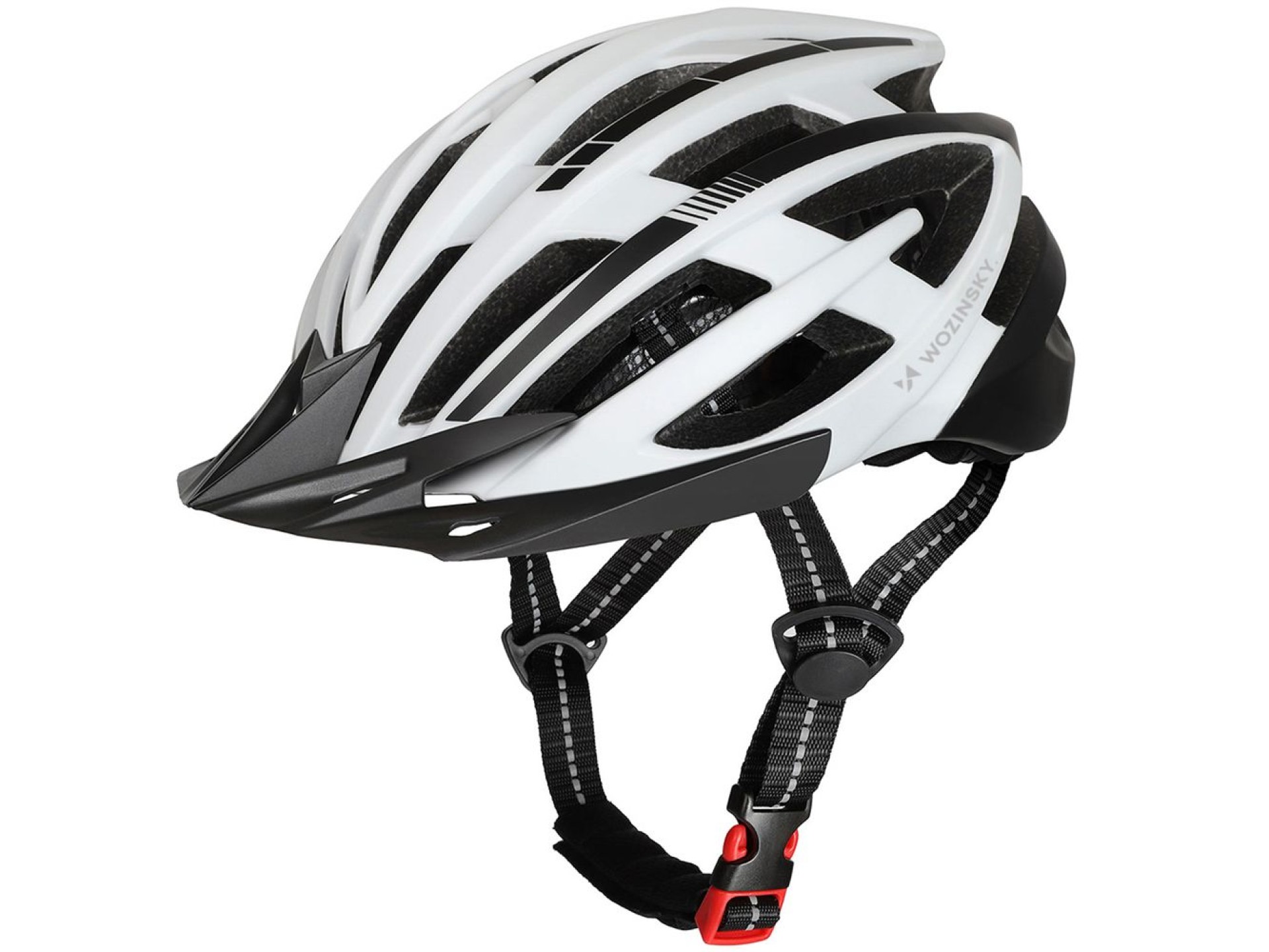 Capacete de ciclismo MTB Wozinsky com viseira removível e luz traseira USB, tamanho G - Preto e Bran