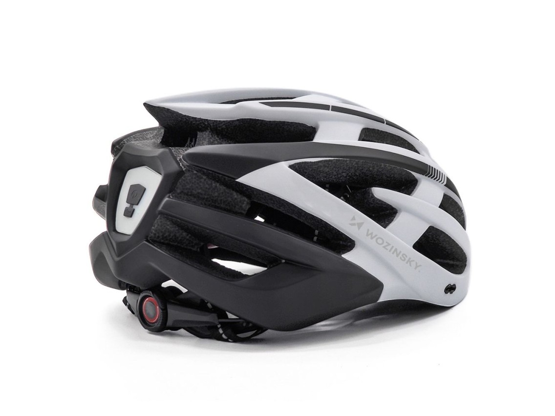 Capacete de ciclismo MTB Wozinsky com viseira remov�vel e luz traseira USB, tamanho G - Preto e Bran
