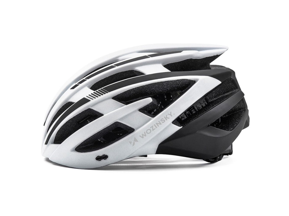 Capacete de ciclismo MTB Wozinsky com viseira remov�vel e luz traseira USB, tamanho G - Preto e Bran