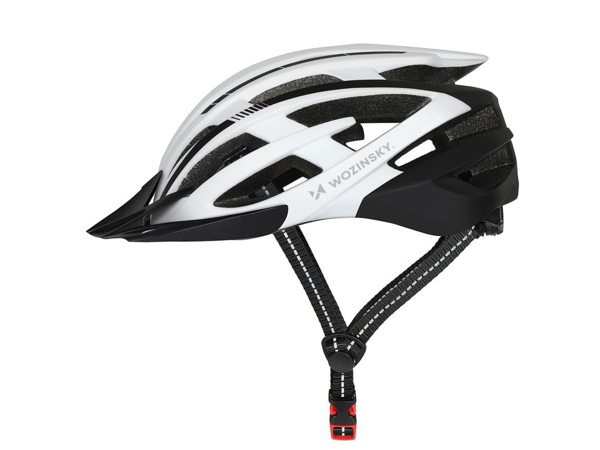 Capacete de ciclismo MTB Wozinsky com viseira removível e luz traseira USB, tamanho G - Preto e Bran