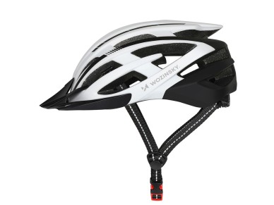 Wozinsky MTB Bike Helmet with Removable Visor and Rear USB Light L - Black and White