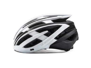 Wozinsky MTB Bike Helmet with Removable Visor and Rear USB Light L - Black and White