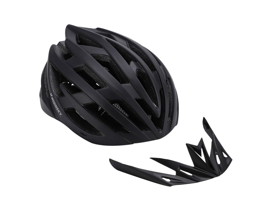 Wozinsky MTB Bike Helmet with Removable Visor and Rear USB Light L - Black