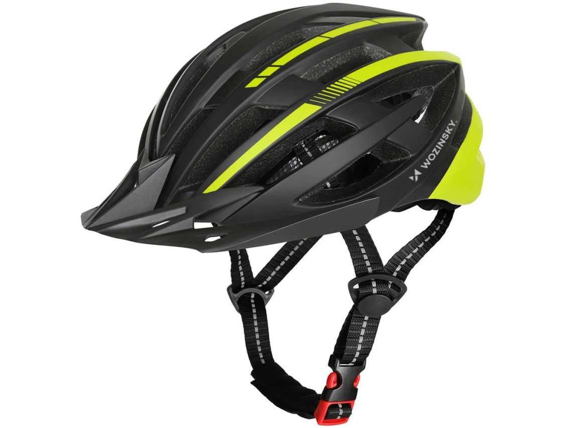 Wozinsky MTB Bike Helmet with Removable Visor and Rear USB Light L - Black and Yellow