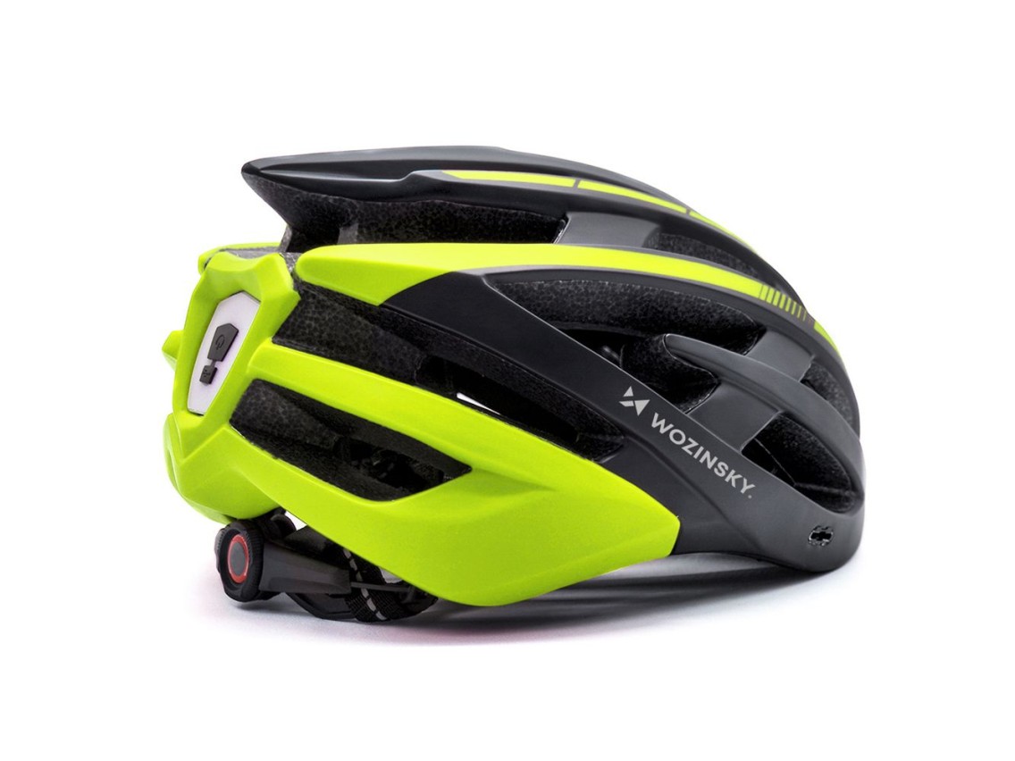 Wozinsky MTB Bike Helmet with Removable Visor and Rear USB Light L - Black and Yellow