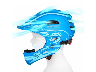 Wozinsky Kids Full Face Bike Helmet with USB Rear Light S - Blue Wozinsky Kids Full Face Bike Helmet with USB Rear Light S - Blue