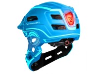 Capacete infantil Wozinsky para ciclismo, com face integral e luz traseira USB, tamanho P - Azul Capacete infantil Wozinsky para ciclismo, com face integral e luz traseira USB, tamanho P - Azul