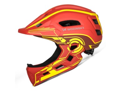 Wozinsky Kids' Full Face Bike Helmet with USB Rear Light S - Red and Yellow Wozinsky Kids' Full Face Bike Helmet with USB Rear Light S - Red and Yellow