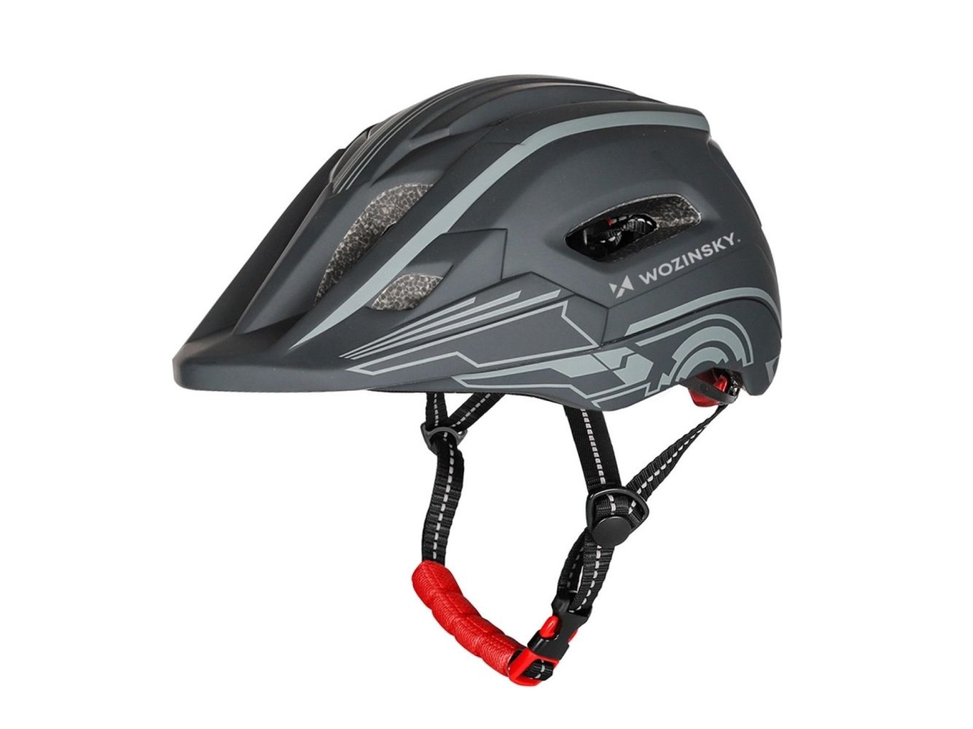 Capacete integral infantil Wozinsky para ciclismo com luz traseira USB - Tamanho P - Cinza