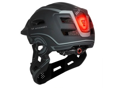 Casco integral de bicicleta Wozinsky para niños con luz trasera USB, talla S - Gris Casco integral de bicicleta Wozinsky para niños con luz trasera USB, talla S - Gris