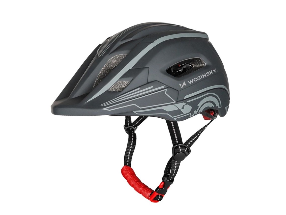 Capacete integral infantil Wozinsky para ciclismo com luz traseira USB - Tamanho P - Cinza