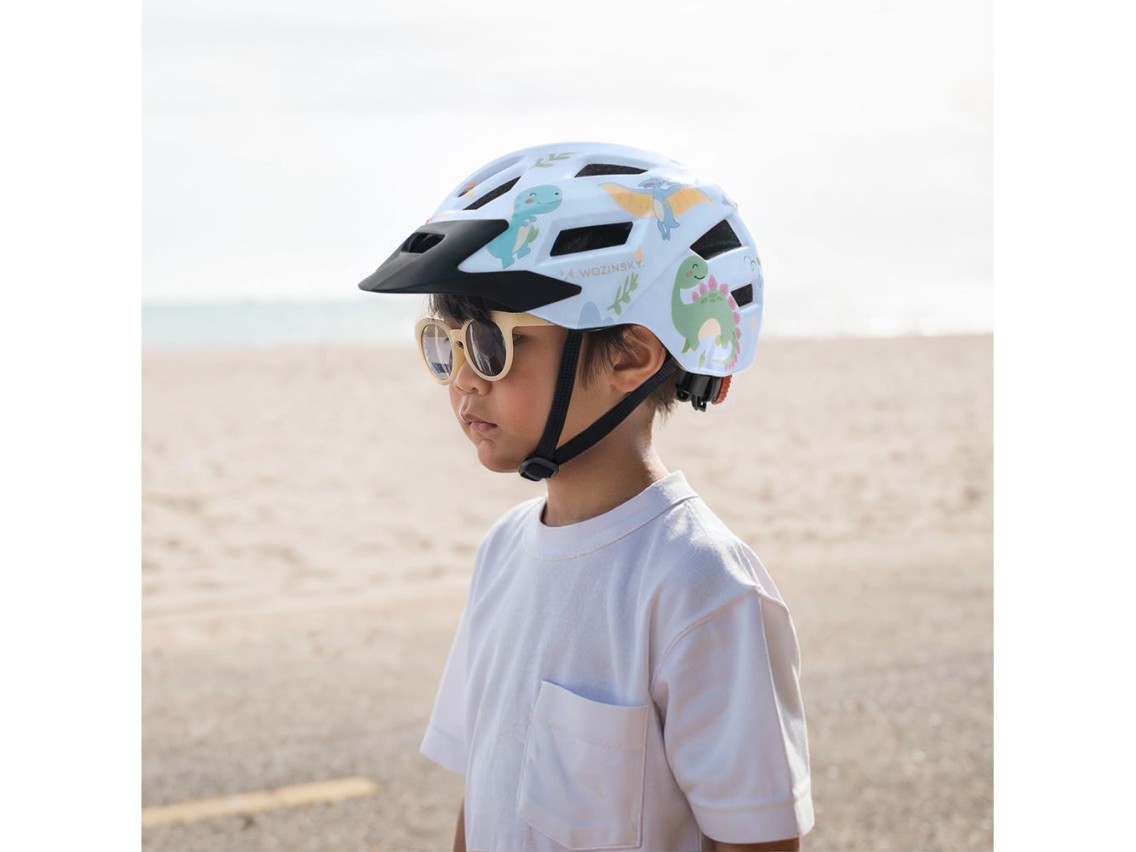Casco de ciclismo de montaña infantil Wozinsky con visera desmontable, talla XS - Azul claro