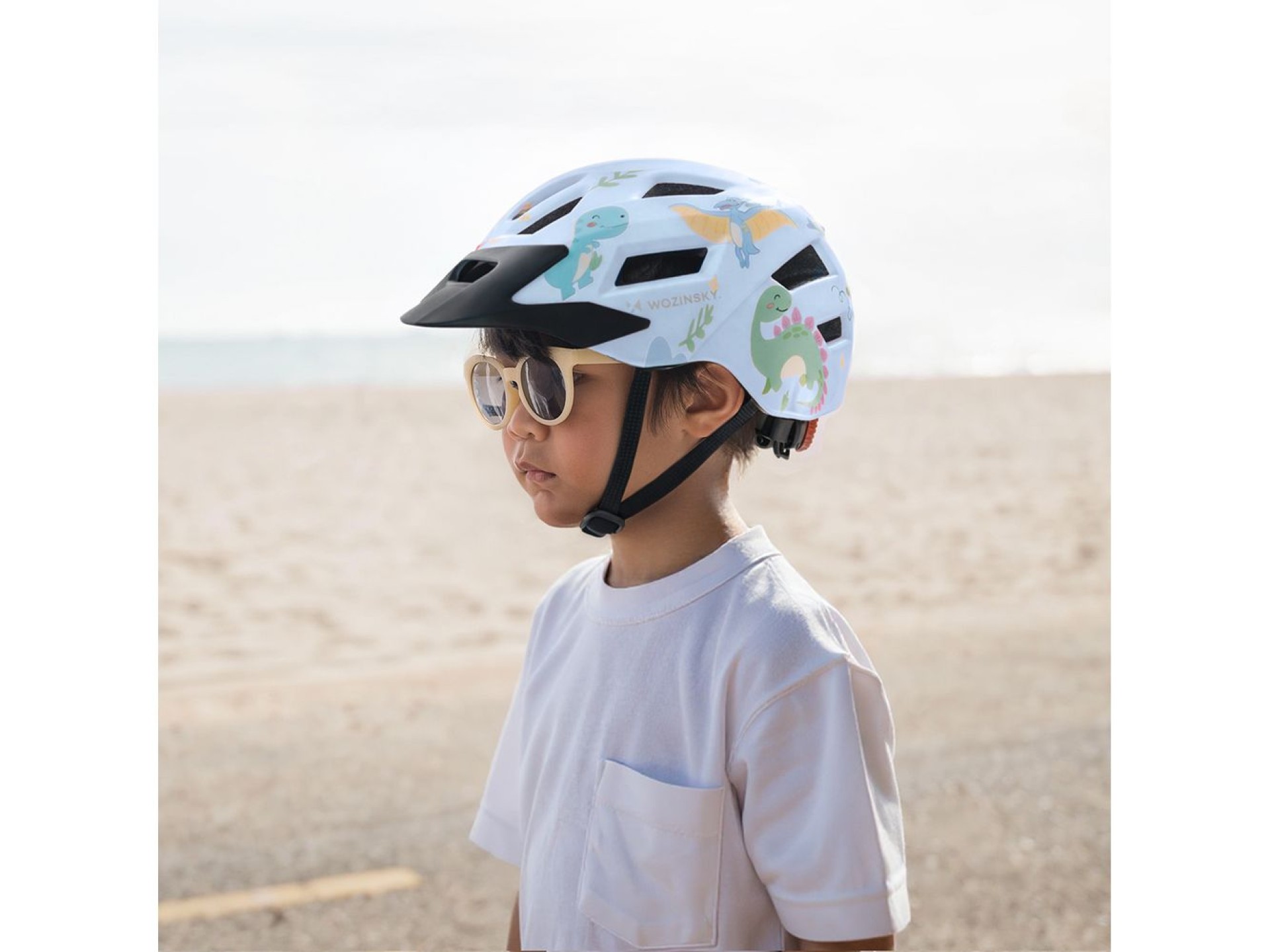 Casco de ciclismo de montaña infantil Wozinsky con visera desmontable, talla XS - Azul claro