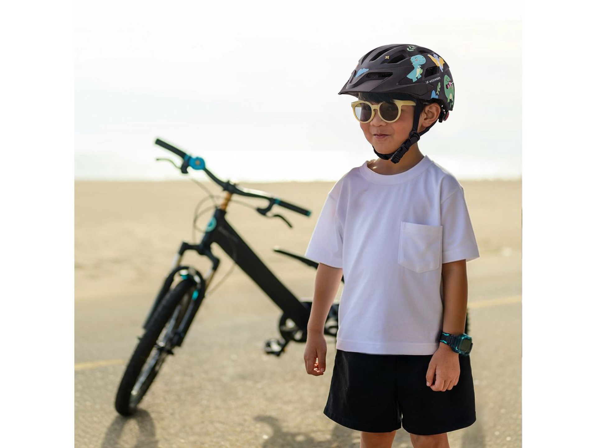 Casco de ciclismo de montaña infantil Wozinsky con visera desmontable, talla XS - Negro