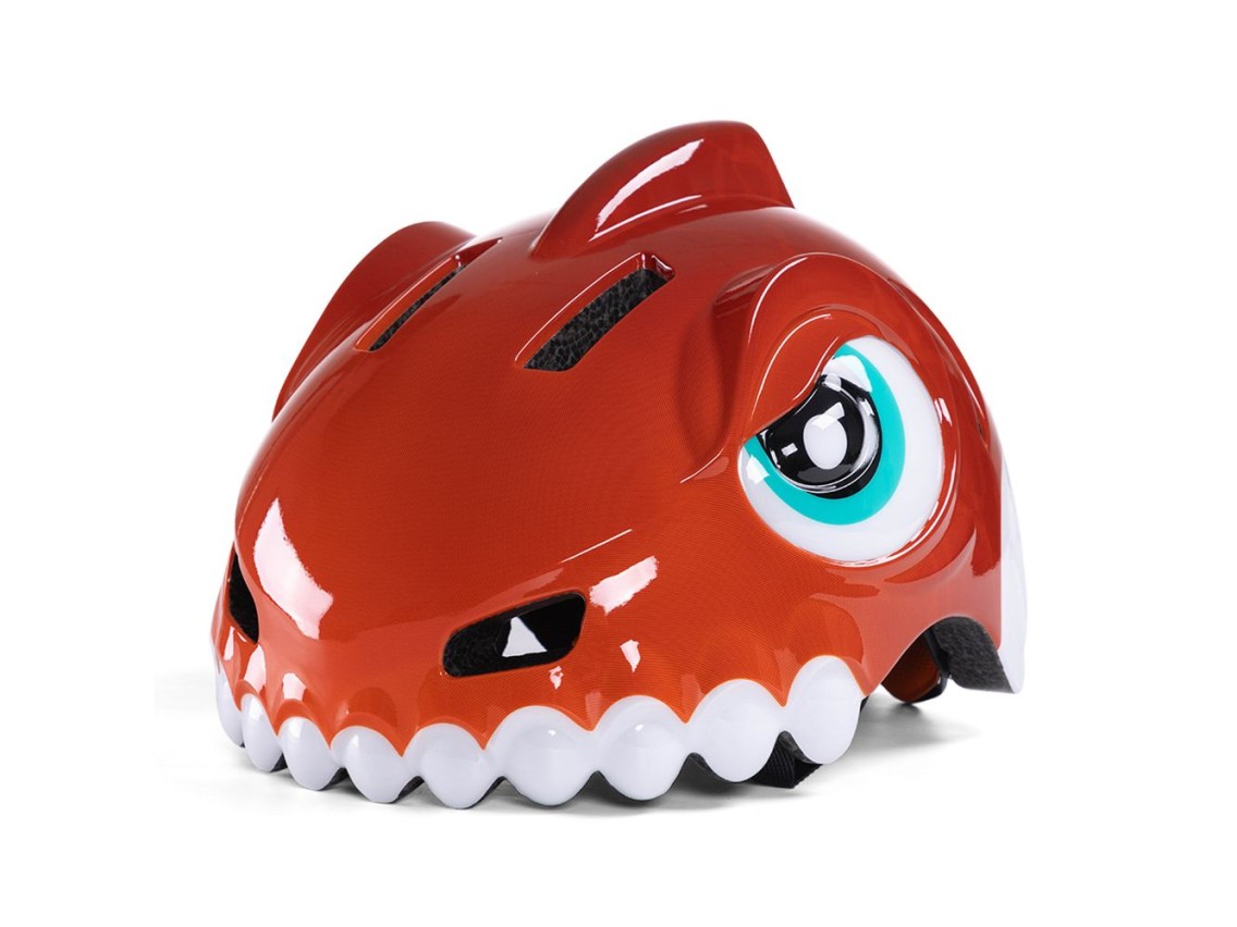 Casco de bicicleta infantil Wozinsky con estampado de dinosaurios, talla S - Rojo