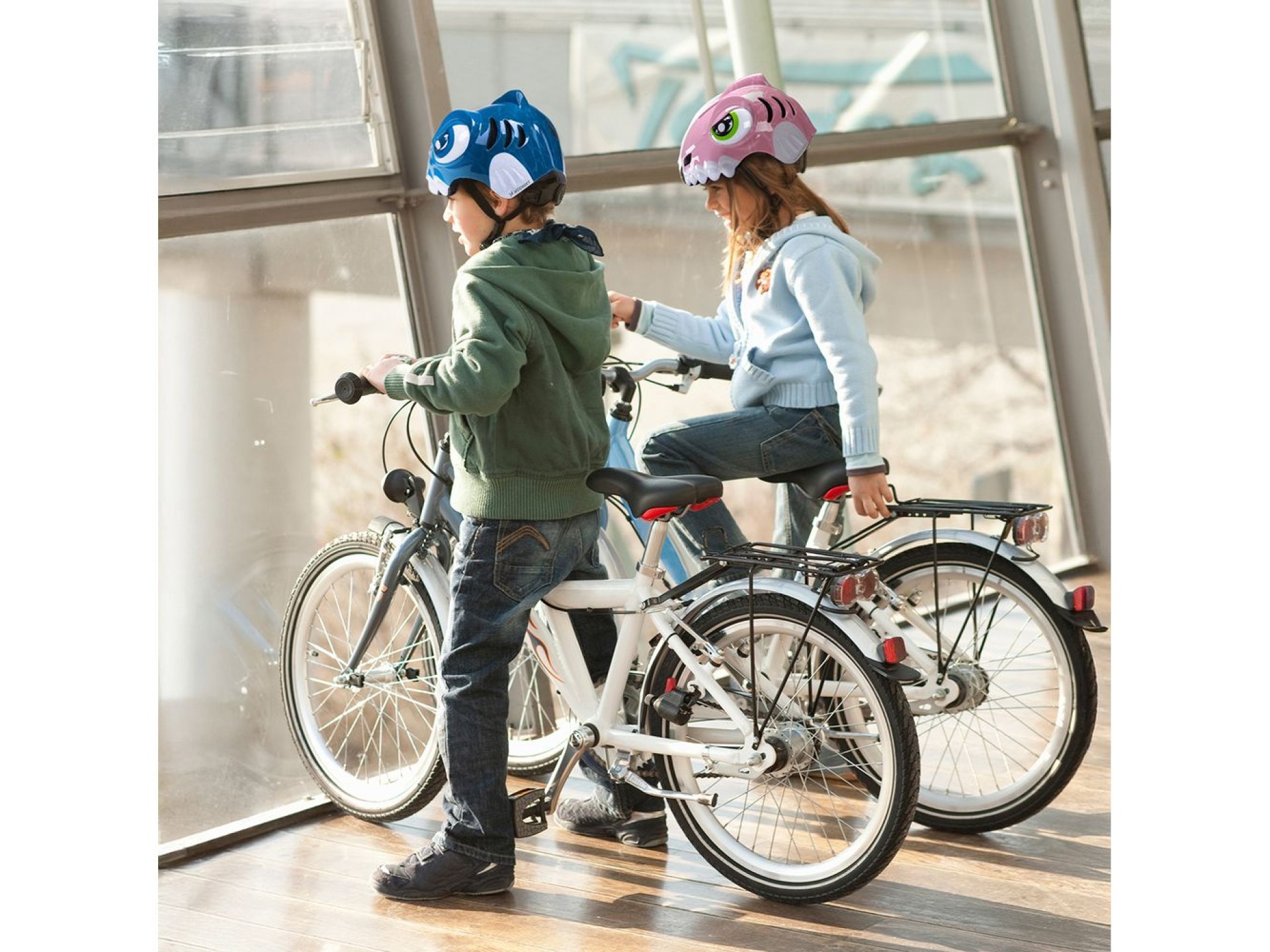 Capacete de bicicleta infantil Wozinsky com estampa de dinossauro - Tamanho P - Rosa