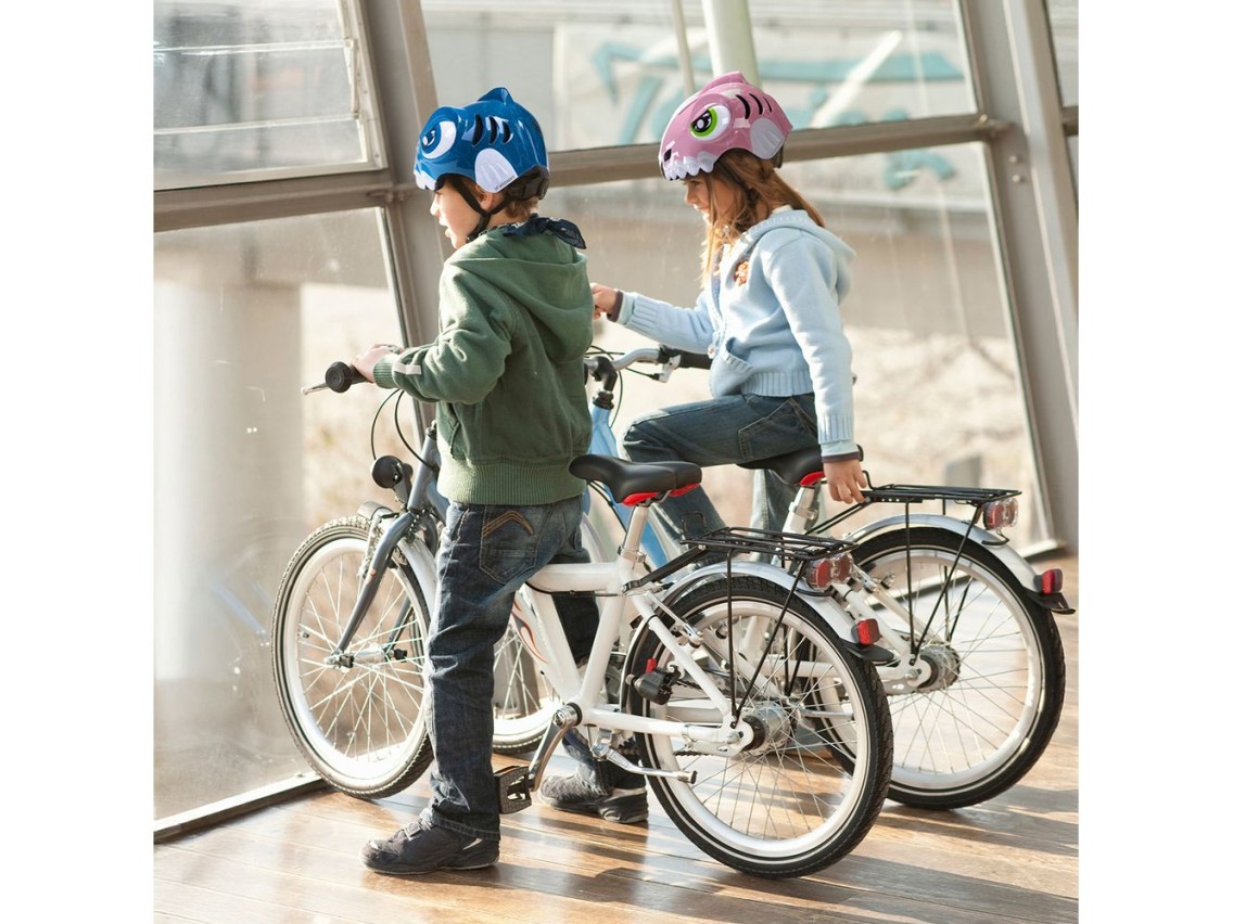 Capacete de bicicleta infantil Wozinsky com estampa de dinossauro - Tamanho P - Rosa