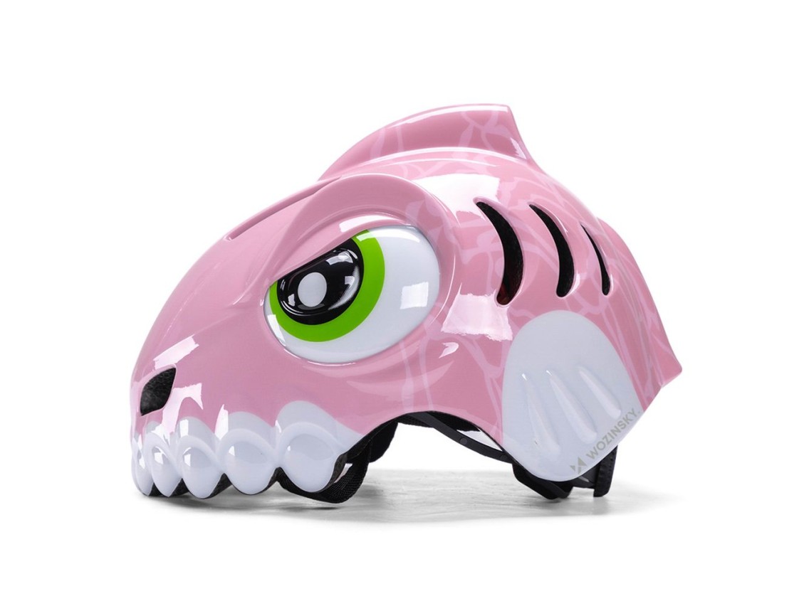 Capacete de bicicleta infantil Wozinsky com estampa de dinossauro - Tamanho P - Rosa