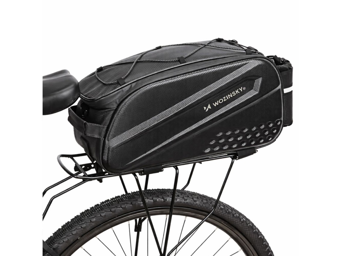 Wozinsky Bike Trunk Bag with Long Strap and Expandable Side Pockets - Black
