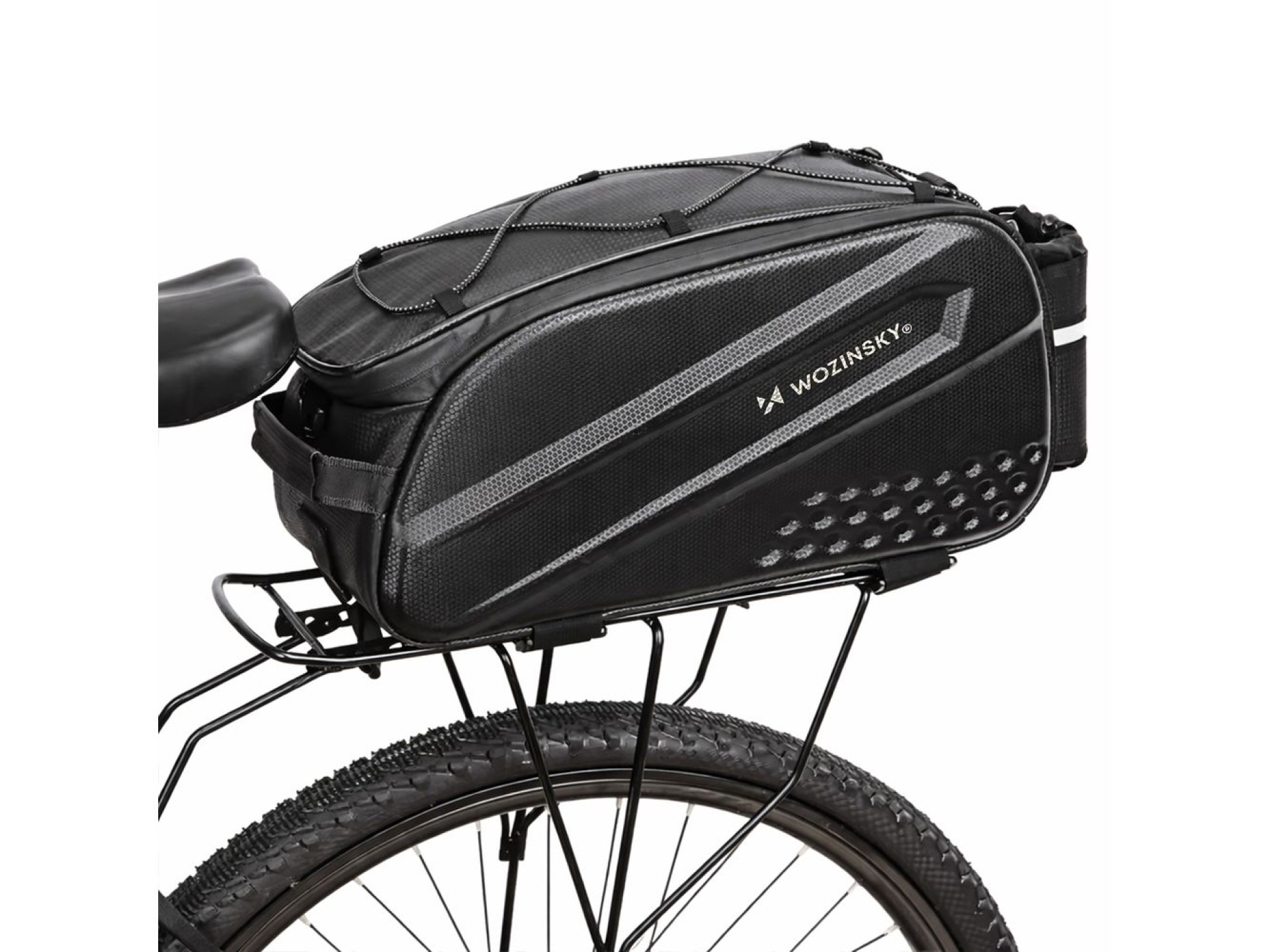 Wozinsky Bike Trunk Bag with Long Strap and Expandable Side Pockets - Black