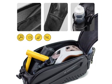 Bolsa para portaequipajes de bicicleta Wozinsky con correa larga y bolsillos laterales expandibles - Bolsa para portaequipajes de bicicleta Wozinsky con correa larga y bolsillos laterales expandibles -