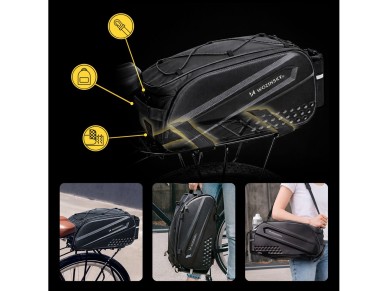 Bolsa para portaequipajes de bicicleta Wozinsky con correa larga y bolsillos laterales expandibles - Bolsa para portaequipajes de bicicleta Wozinsky con correa larga y bolsillos laterales expandibles -