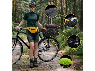 Bolsa para portaequipajes de bicicleta Wozinsky con correa larga y bolsillos laterales expandibles - Bolsa para portaequipajes de bicicleta Wozinsky con correa larga y bolsillos laterales expandibles -