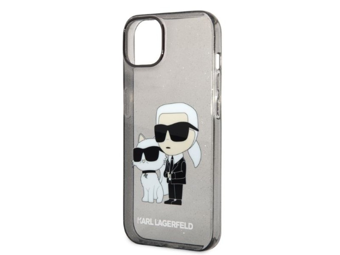 Karl Lagerfeld Glitter Karl&Choupette case for iPhone 14 Plus - black