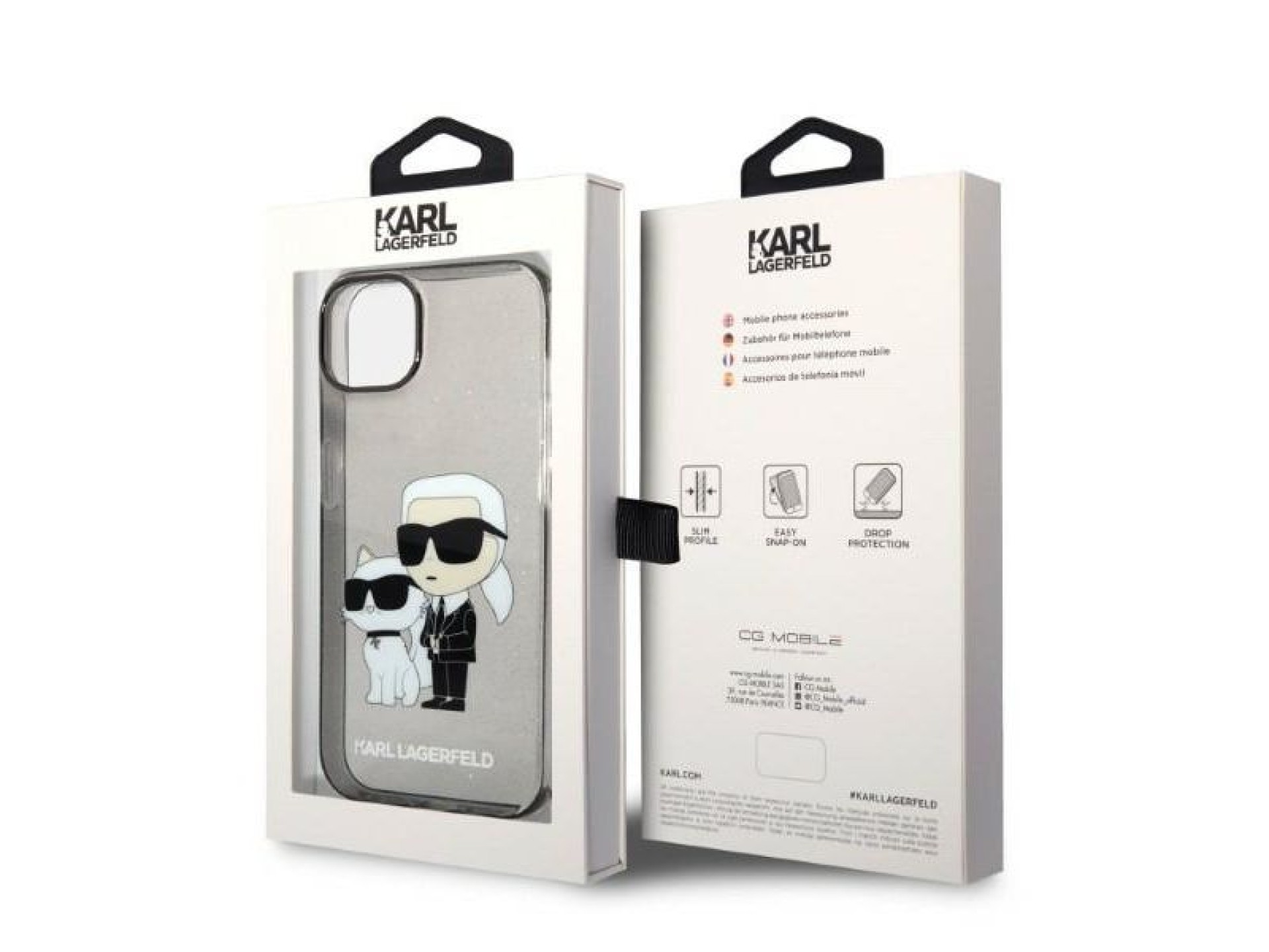 Karl Lagerfeld Glitter Karl&Choupette case for iPhone 14 Plus - black