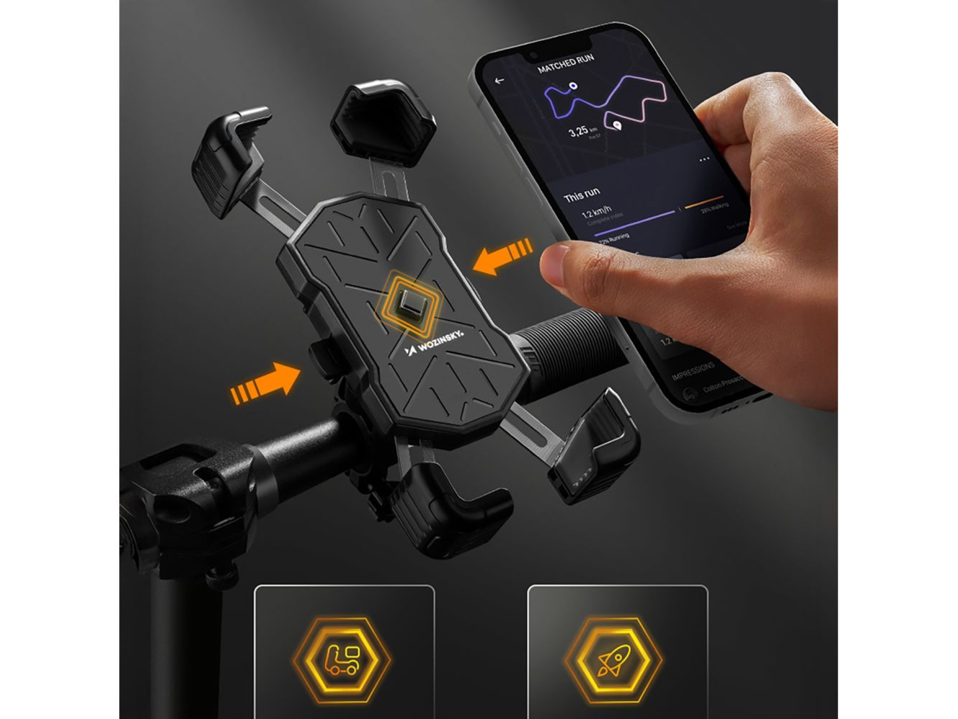 Wozinsky WUD-01B Handlebar Phone Holder for Bike - Black